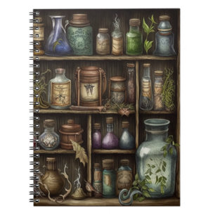 Kabinett aus Kuriositäten mit Kräuter und Augapfel Notizblock