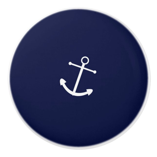 Kabinett für Navy Blue & White Anchor Nautical Dre Keramikknauf (Vorderseite)