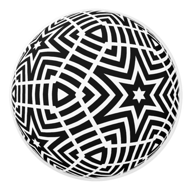 Kabinettverkleidung aus schwarzem und weißem Star Keramikknauf (Vorderseite)