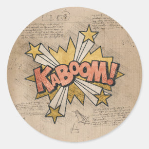 KABOOM! Vintages Comic Buch Steampunk Pop Kunst Runder Aufkleber