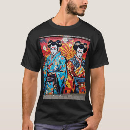 Kabuki and Sakura: Japanese-Inspired Art T-Shirt