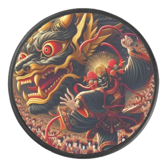 Kabuki-Drache  Eishockey Puck (Vorderseite)