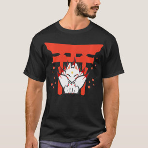 Kabuki Maske Kitsune mit japanischem Fo Inari Kami T-Shirt