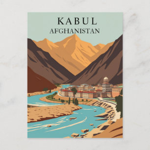 Kabul, afghanische Berglandschaft Vintage-Kunst Postkarte