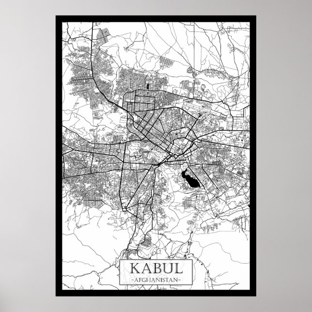 Kabul Afghanistan Karte Poster (Vorne)