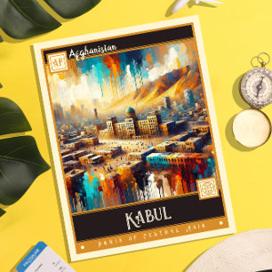 Kabul, Afghanistan   Vintage Malerei Postkarte