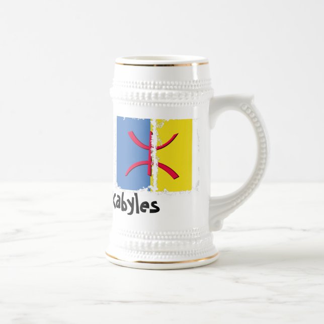 Kabylia Flagge schmutziger 3 Kasten Stein Bierglas (Rechts)