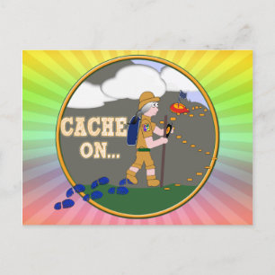 KACHE AN! GEOCACHING GRANNY GRAY HAIR POSTKARTE