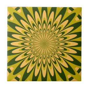 Kachel, Abstrakte Blume 5, Chartreuse Gold Fliese
