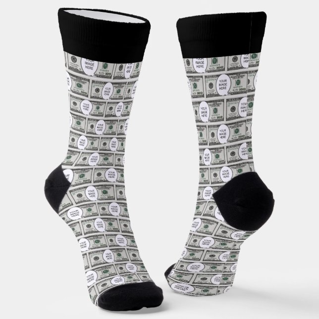Kachel-Design mit Ihrem Bild auf 100-Dollar-Bilder Socken (Gewinkelt)