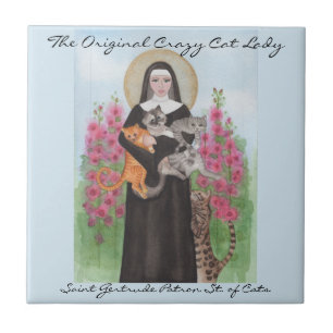 Kachel Heilige Gertrud Patronin der Katzen