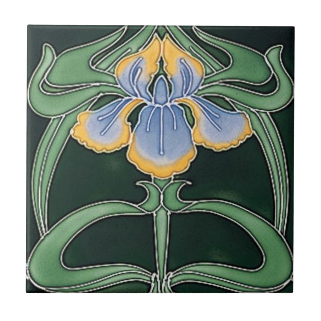 Kachel - Jugendstil Iris (Vorderseite)
