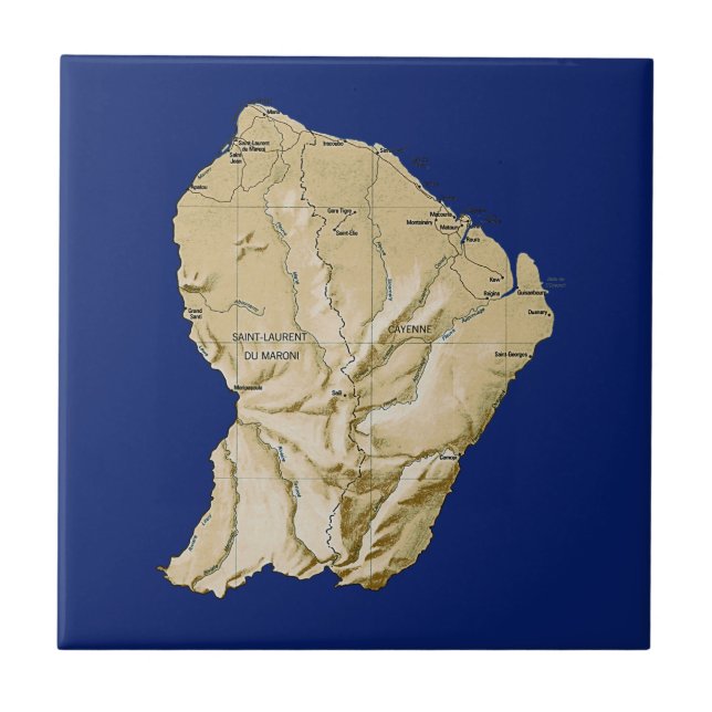 Kachel mit Guyane-Karte (Vorderseite)