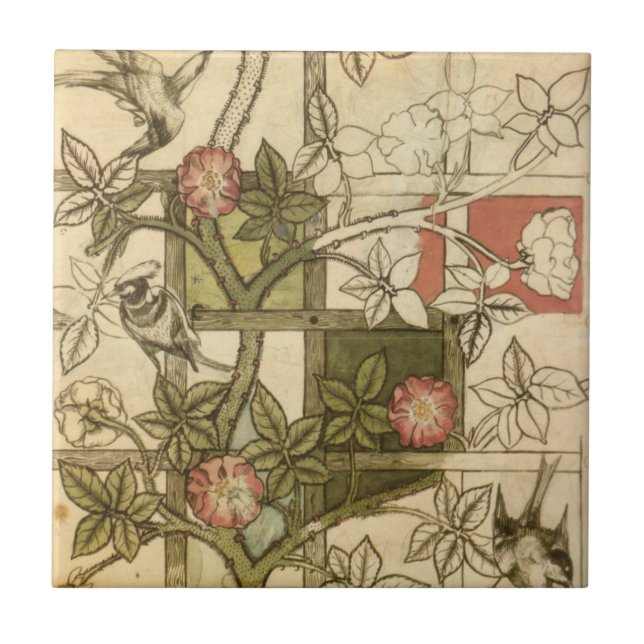 Kachel mit Trellis-Design von William Morris (Vorderseite)