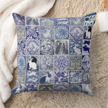 Kachel-Mosaik-Muster Blaue Weiße Graue Vintage-Has