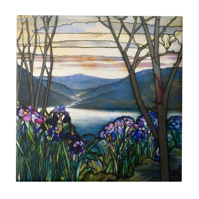 Kachelbäume, farbenfrohe Berglandschaft Fliese (Vorderseite)