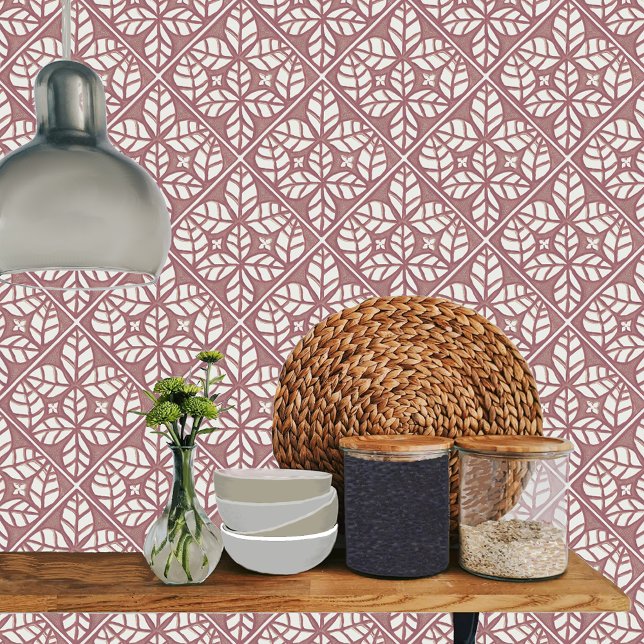 Kachelboden, Rose Rot und Weiß Fliese (Rose  and white Ovate tile for kitchen backsplash.)