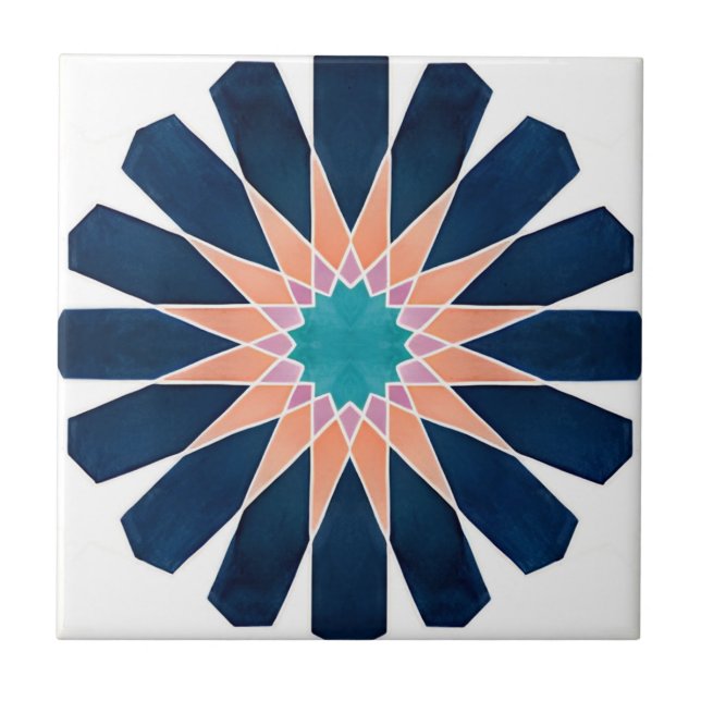 Kacheln aus Alhambra, bunte Blume (Vorderseite)