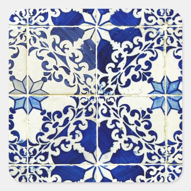 Kacheln, Portuguese Tiles, Quadratischer Aufkleber (Vorderseite)