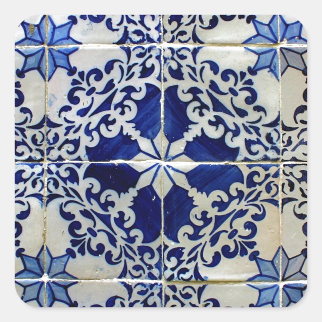 Kacheln, Portuguese Tiles, Quadratischer Aufkleber (Vorderseite)