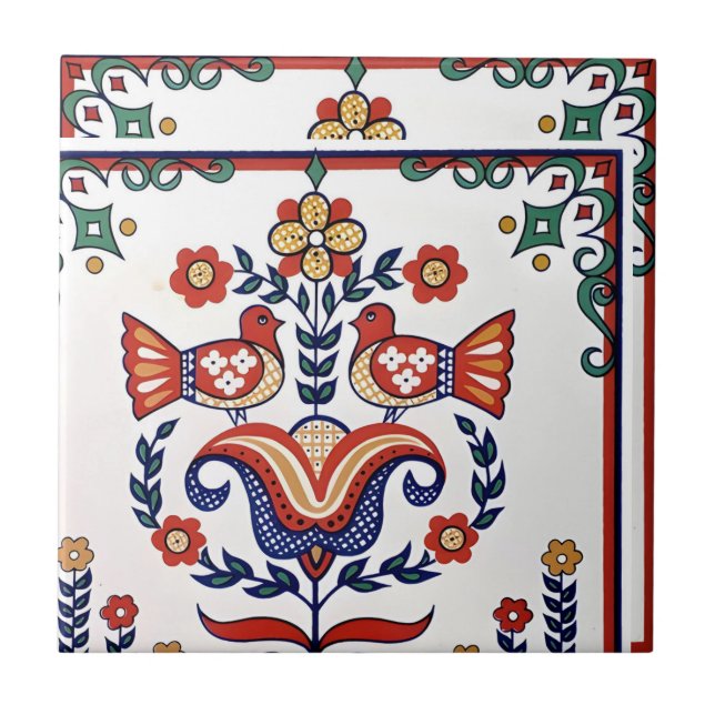 Kacheln Vintages Vogelmuster (Vorderseite)
