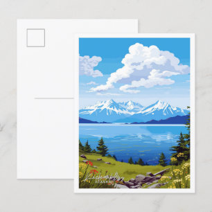Kachemak Bay Alasaka Vintage Illustration Postkarte