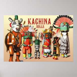 Kachina Puppen des amerikanischen Hopi-Ureinwohner Poster
