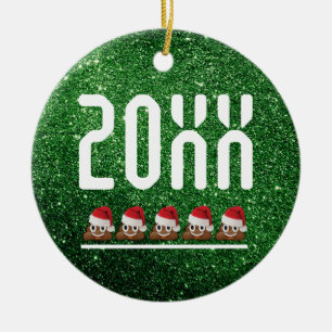 Kack Emoji Santa Green Glitzer Weihnachten Ist zum Keramik Ornament