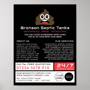 Kack Emoji, Septic Company, septische Ingenieur Ad Poster