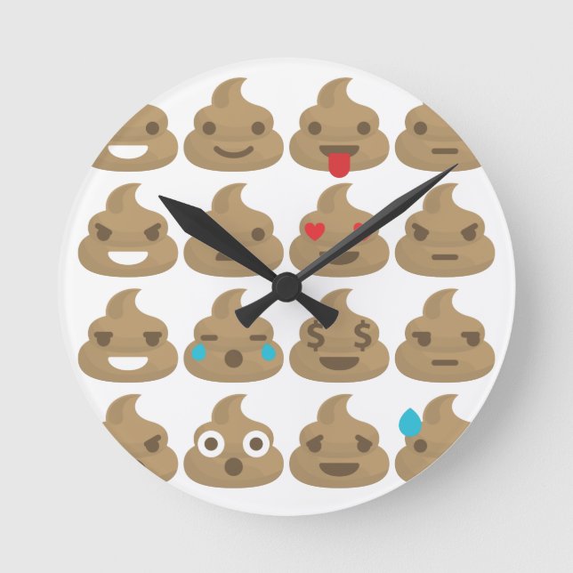 kack Emojis Runde Wanduhr (Vorderseite)