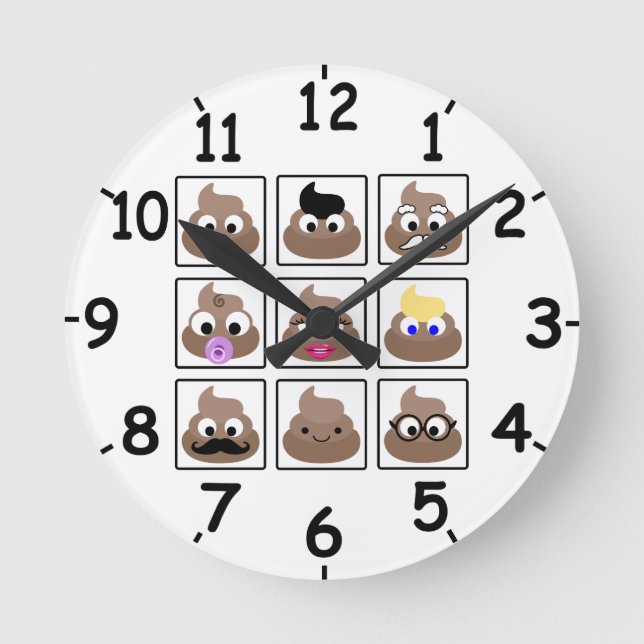 Kack viele Gesichter Runde Wanduhr (Vorderseite)