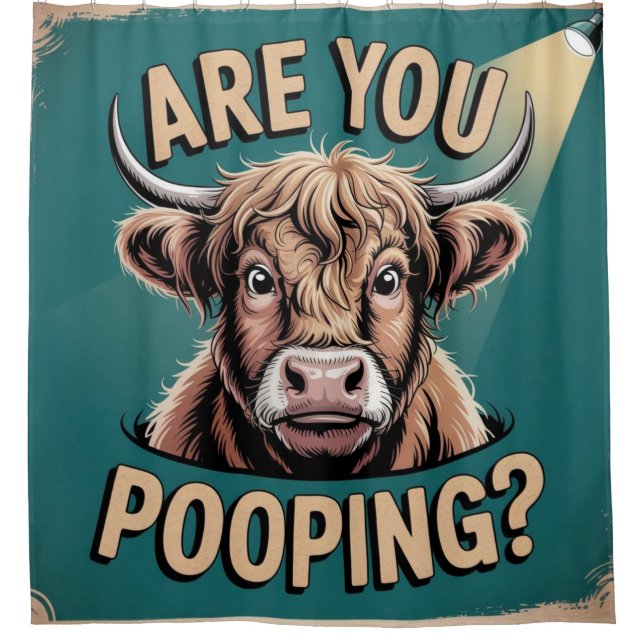 Kacke du? Funny Highland Cow Duschvorhang (Vorderseite)
