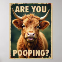 Kacke du? Funny Highland Cow, Kuh Art