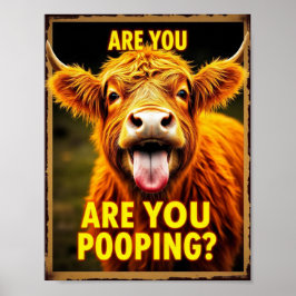Kacke du? Funny Highland Cow, Kuh Art Poster