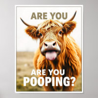 Kacke du? Funny Highland Cow, Kuh Art