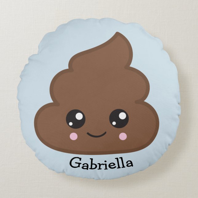 Kacken Sie Emoji dekoratives rundes Throw-Kissen Kissen (Vorderseite)