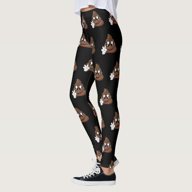Kacken Sie Emoji Friedenszeichen-Hände Leggings (Links)