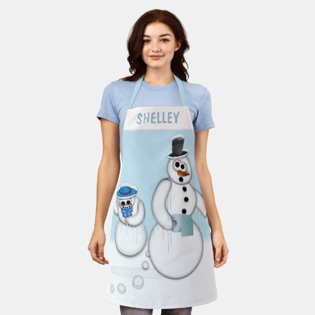 Kackend Snowman Schürze (Getragen)