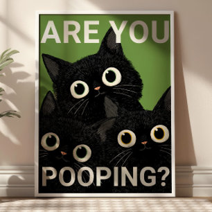KACKST DU? Schwarze Katzen Lustiges Badezimmer Poster