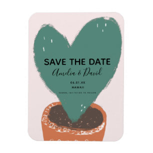 Kactus Hand Drawn Heart Hoya Pflanze Save the Date Magnet