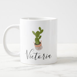 Kactus Hand Drawn Rainbow Pot Name Jumbo-Tasse