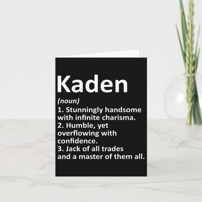 Kaden Definition Personalisiert Name Funny Birthda Karte (Vorderseite)