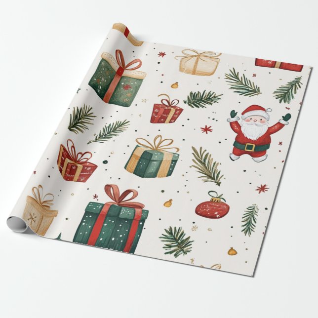 Kadopapier kerst santa geschenkpapier (Ungerollt)