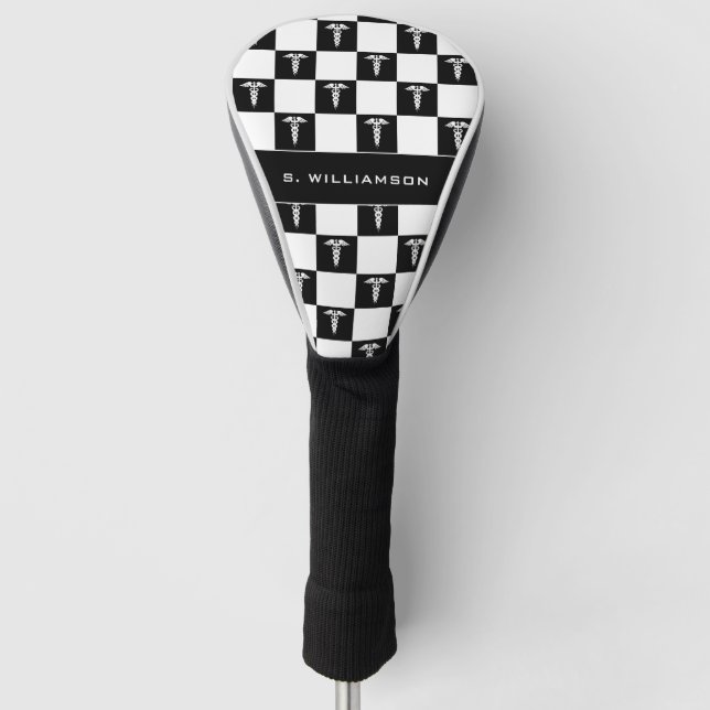 Kadukus-Symbol in Schwarz und Weiß Golf Headcover (Vorderseite)
