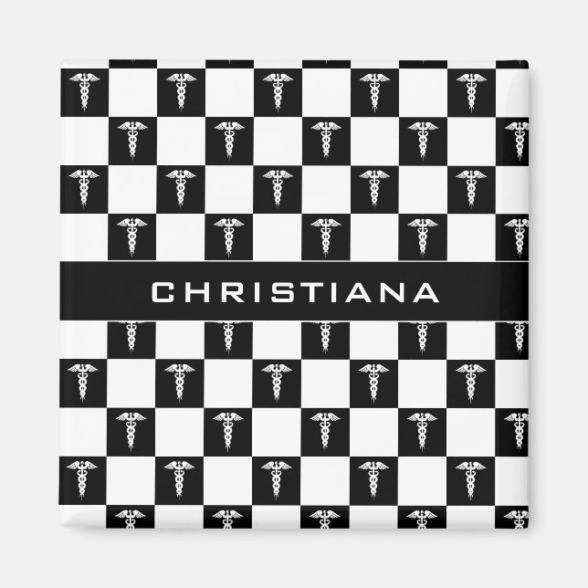 Kadukus-Symbol in Schwarz und Weiß Magnet (Vorne)