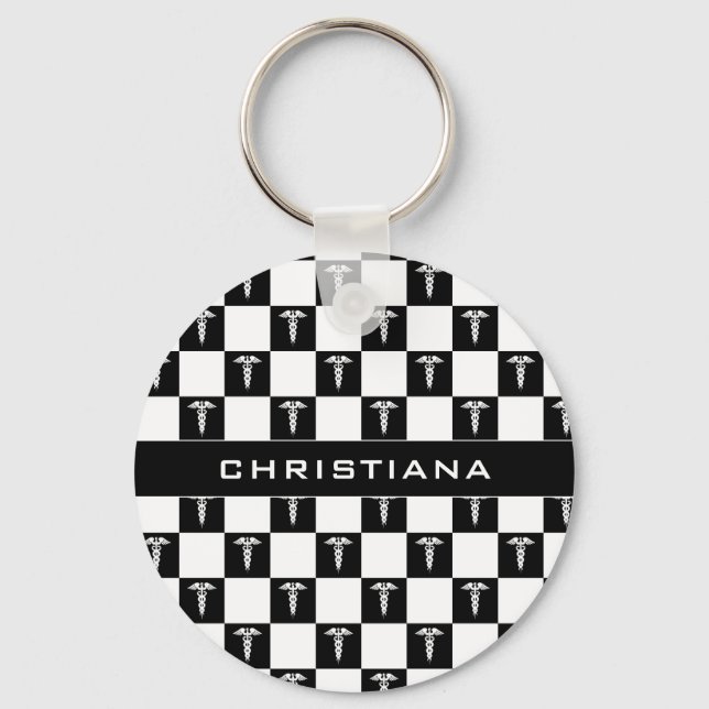 Kadukus-Symbol in Schwarz und Weiß Schlüsselanhänger (Vorderseite)