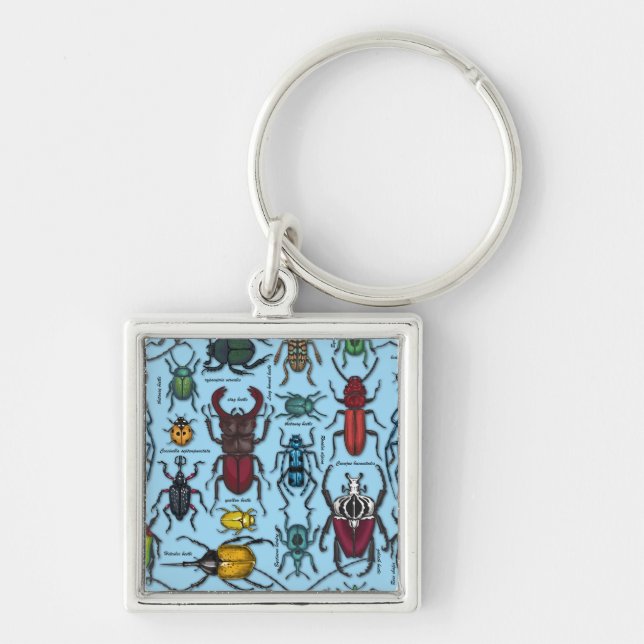 Käfer auf blau schlüsselanhänger (Vorne)
