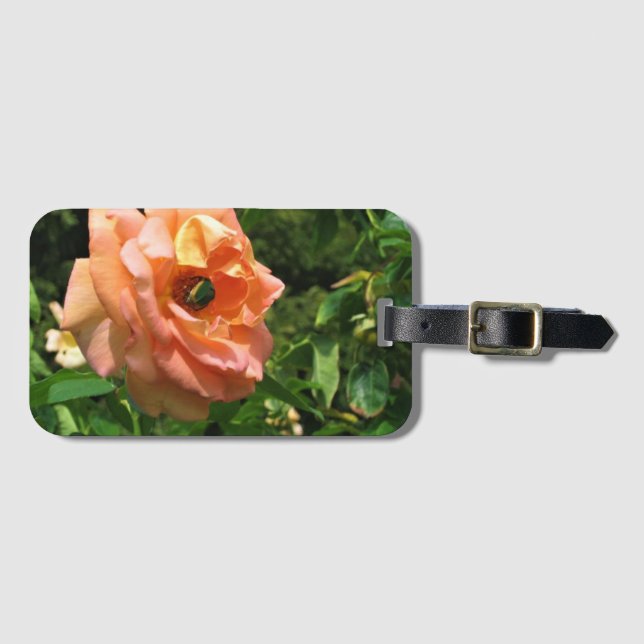 Käfer auf einer Rose Gepäckanhänger (Vorderseite (Horizontal))
