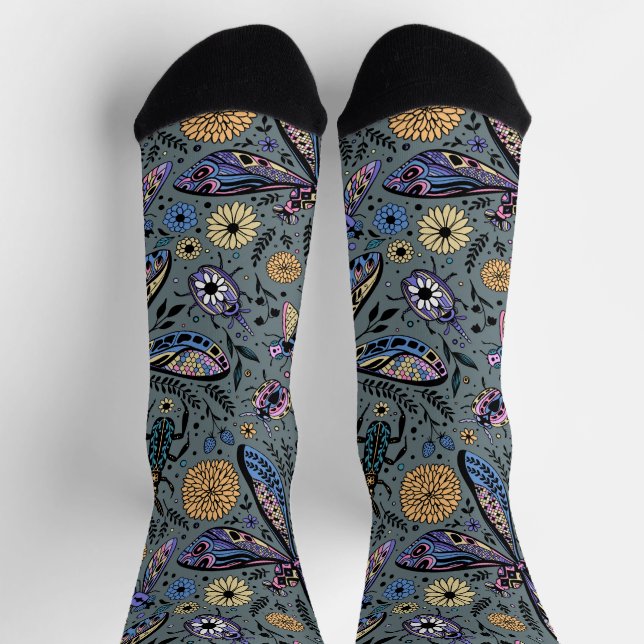 Käfer auf Slater-Grau Socken (Oben)