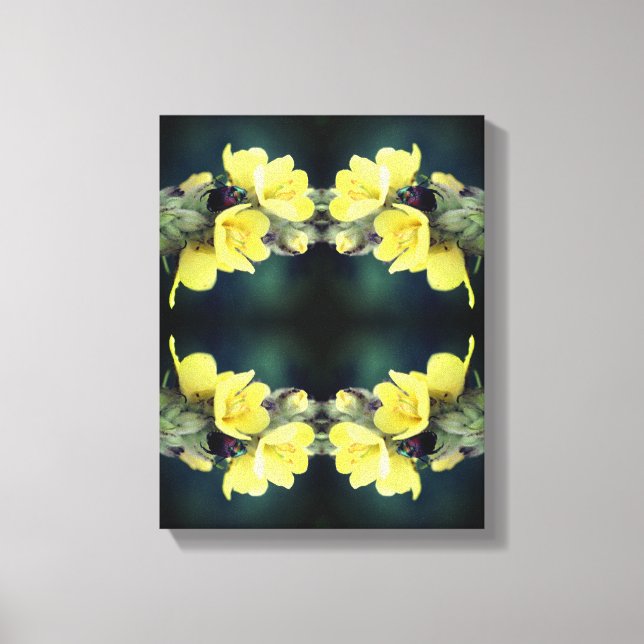 Käfer auf Wild-Mullein-Blume Abstrakt Leinwanddruck (Vorderseite)